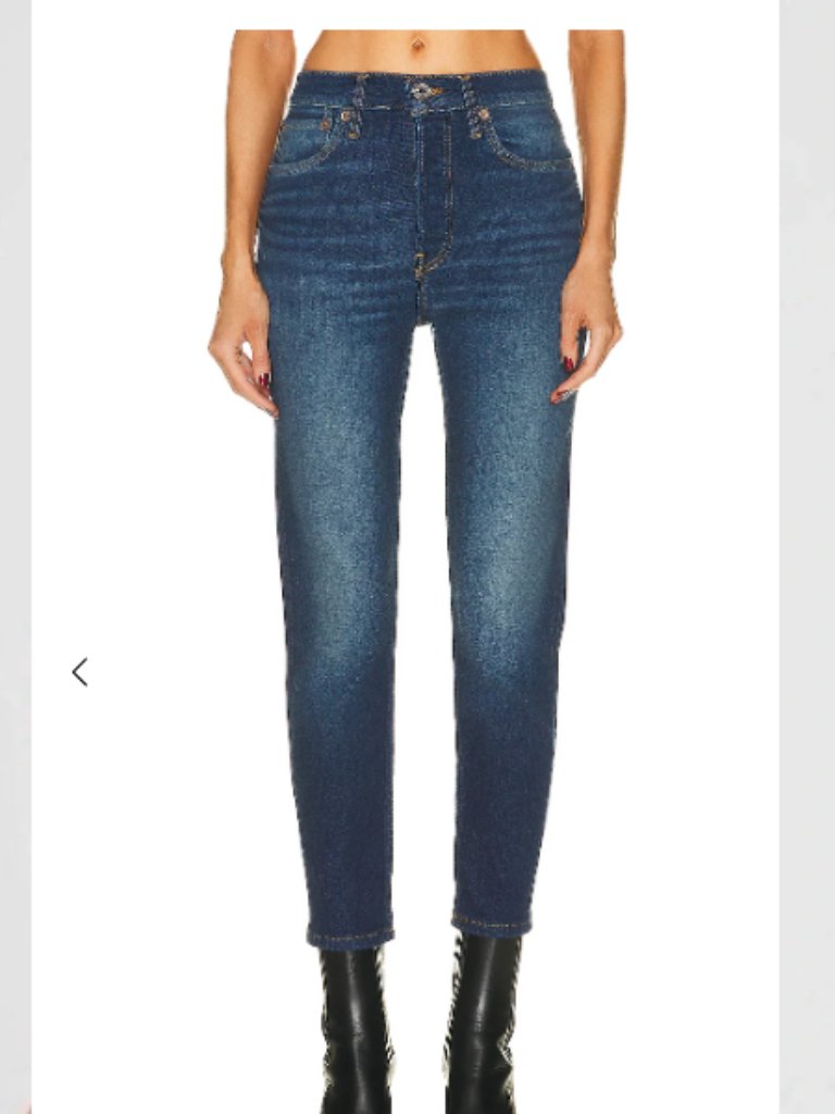 Re Done 90s High Rise Ankle Crop Stretch Denim Jeans Deep Sapphire 26